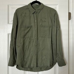 Rails Olive Green Star Button Up Small